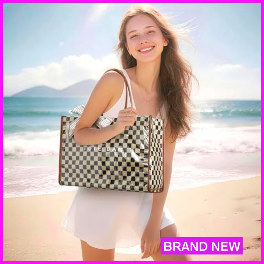 Large PVC Tote Bag with 3-Layer Design, Waterproof Work Purse - Picture 3 of 6